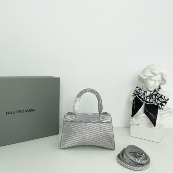 Balenciaga Super Mini Hourglass Bag - Shimmery Silver - Image 5