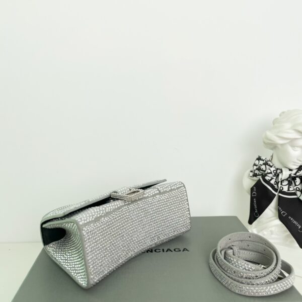 Balenciaga Super Mini Hourglass Bag - Shimmery Silver - Image 3