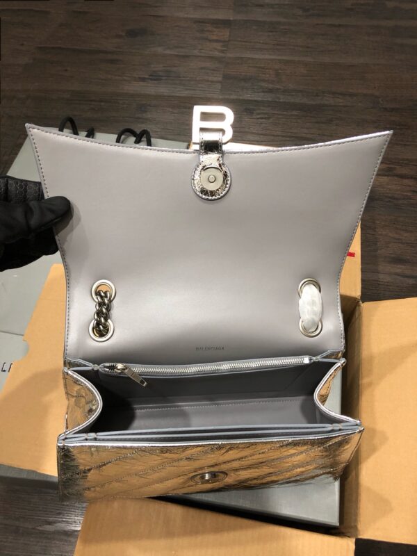 Balenciaga Crush Hourglass Small Chain Bag - Silver - Image 5