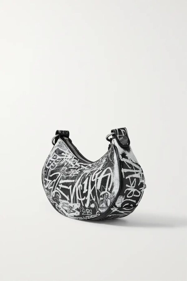 Balenciaga Half-Moon XSmall Armpit Dumpling Bag - Black/White - Image 5