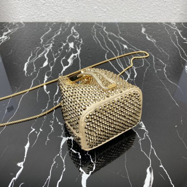 Prada Mini Necklace Crystal Bag - Gold - Image 3