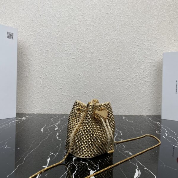 Prada Mini Necklace Crystal Bag - Gold - Image 4