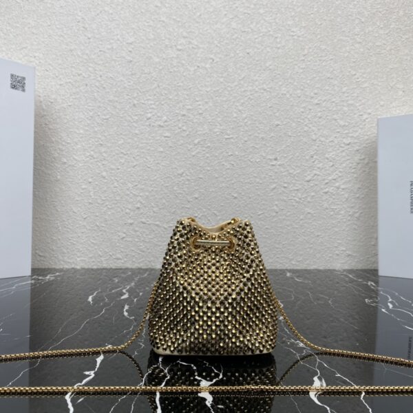 Prada Mini Necklace Crystal Bag - Gold - Image 5