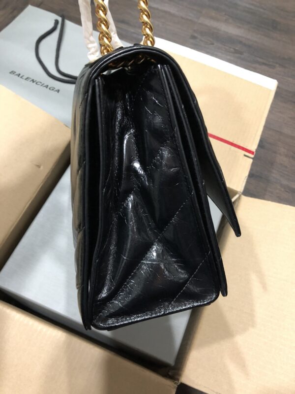 Balenciaga Medium Flower Gold Buckle Chain Bag - Black - Image 4