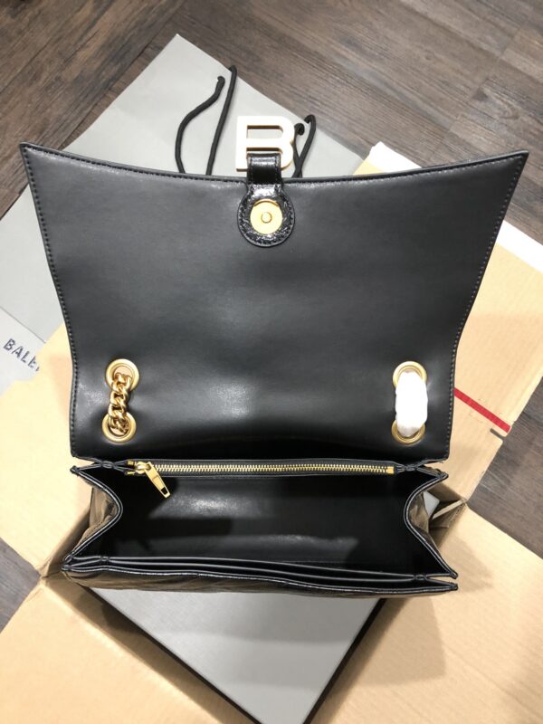 Balenciaga Medium Flower Gold Buckle Chain Bag - Black - Image 3