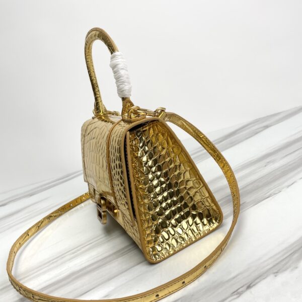 Balenciaga Hourglass Crocodile Sand bag (Golden Buckle) - Gold - Image 5