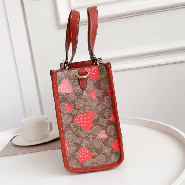 Coach Dempsey Horizontal Strawberry Large Tote Shopping Bag - Red - Image 4