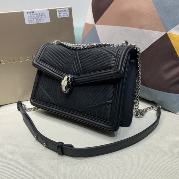 Bulgari Snake-shaped Embroidery Handbag - Black - Image 5