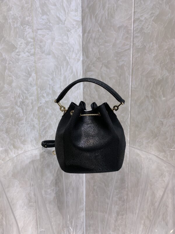 Bulgari Snake Skin Bucket Handbag - Black - Image 4