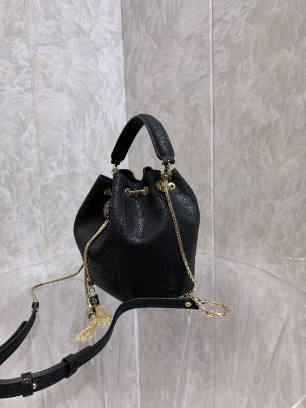 Bulgari Snake Skin Bucket Handbag - Black - Image 5