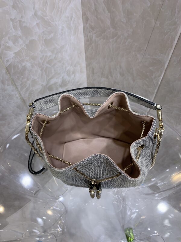Bulgari Snake Skin Bucket Handbag - Gray - Image 2