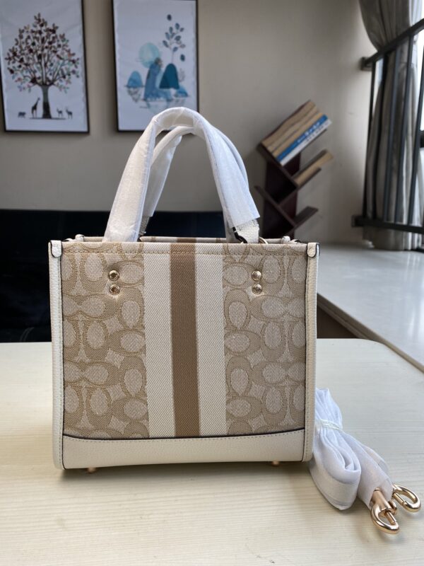 Coach Dempsey Vertical Small Tote Shopping Bag - White - Image 5
