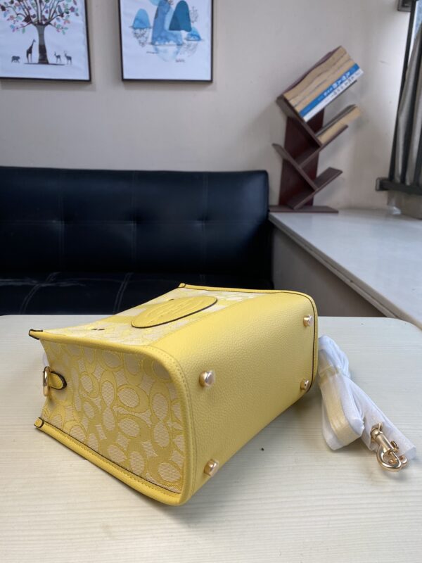 Coach Dempsey Vertical Small Tote Shopping Bag - Yellow - Image 4