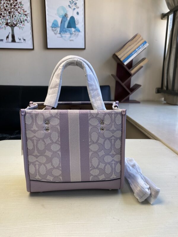 Coach Dempsey Vertical Small Tote Shopping Bag - Purple - Image 5