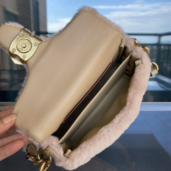 Coach Shearing Tabby Small Furry Little Cutie Handbag - Cream - Image 2