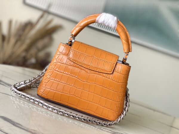 Louis Vuitton Orange Mini Crocodile Handbag - Image 3