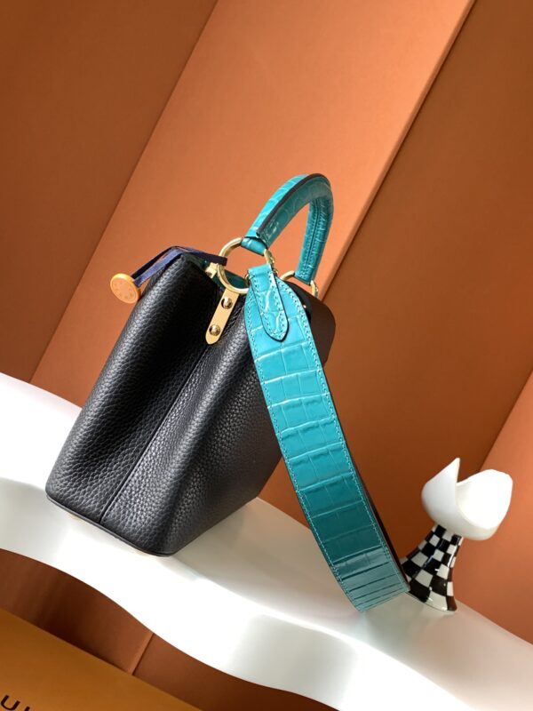 Louis Vuitton Caucine Crocodile Handle Handbag - Blue - Image 5